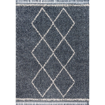 Beautiful mercer Shag Plush Tassel Moroccan Tribal Geometric Trellis Area Rug